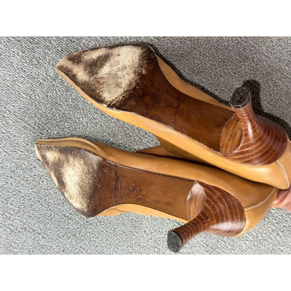 Y2K Donald J Pliner Boots Women 9 M Tan Lindy 55 Leather Spain Made Office Work - Picture 13 of 16